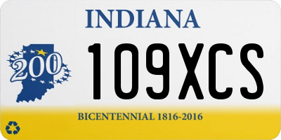 IN license plate 109XCS