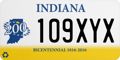 IN license plate 109XYX