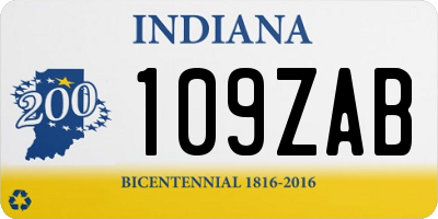 IN license plate 109ZAB