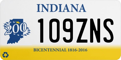 IN license plate 109ZNS