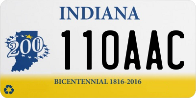 IN license plate 110AAC