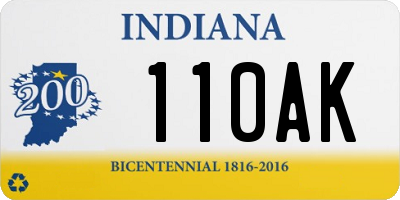 IN license plate 110AK