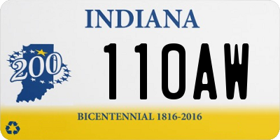 IN license plate 110AW