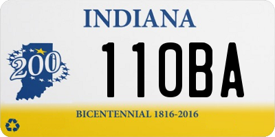 IN license plate 110BA