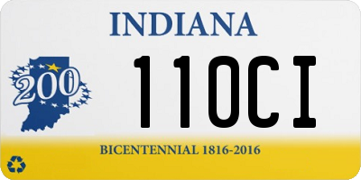 IN license plate 110CI