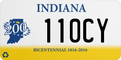 IN license plate 110CY