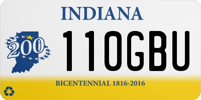IN license plate 110GBU