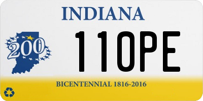 IN license plate 110PE