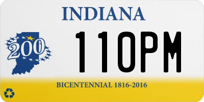 IN license plate 110PM