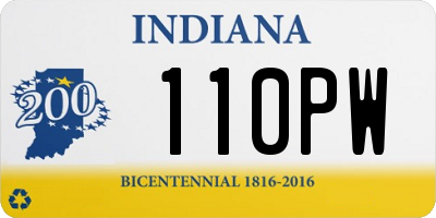 IN license plate 110PW