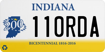 IN license plate 110RDA
