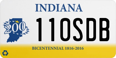 IN license plate 110SDB