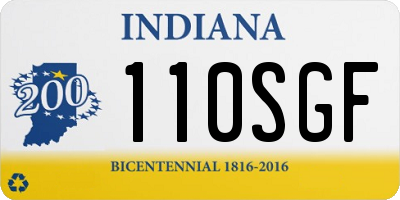 IN license plate 110SGF