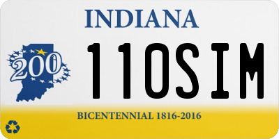 IN license plate 110SIM