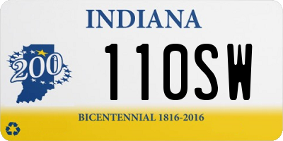 IN license plate 110SW