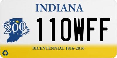 IN license plate 110WFF