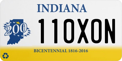 IN license plate 110XON
