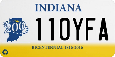IN license plate 110YFA