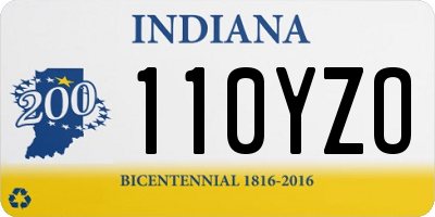 IN license plate 110YZO