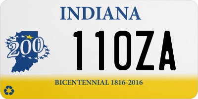 IN license plate 110ZA