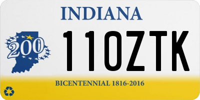 IN license plate 110ZTK