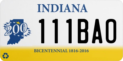 IN license plate 111BAO