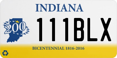 IN license plate 111BLX