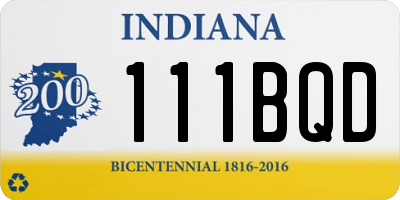 IN license plate 111BQD