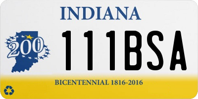 IN license plate 111BSA