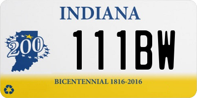 IN license plate 111BW