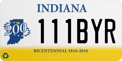IN license plate 111BYR