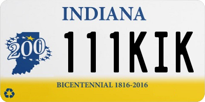 IN license plate 111KIK