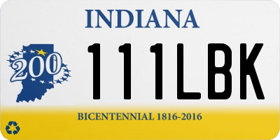 IN license plate 111LBK