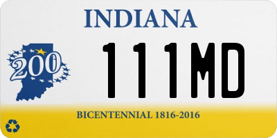 IN license plate 111MD