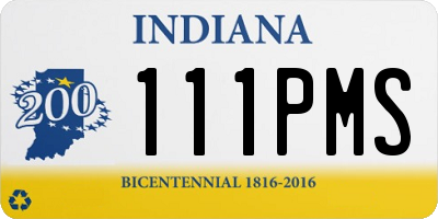 IN license plate 111PMS