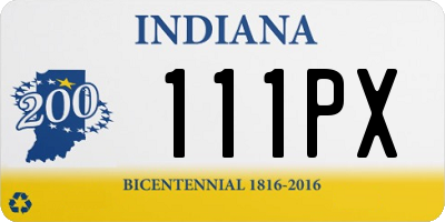 IN license plate 111PX