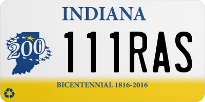 IN license plate 111RAS