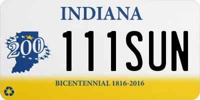 IN license plate 111SUN