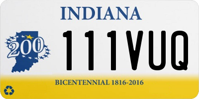 IN license plate 111VUQ