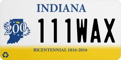 IN license plate 111WAX