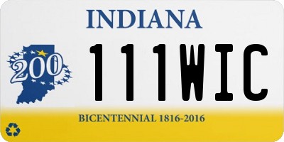IN license plate 111WIC