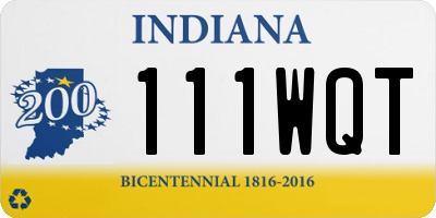 IN license plate 111WQT