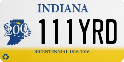 IN license plate 111YRD