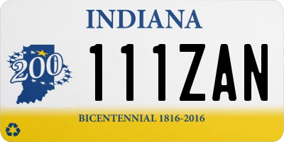 IN license plate 111ZAN