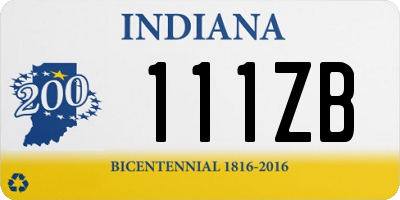 IN license plate 111ZB