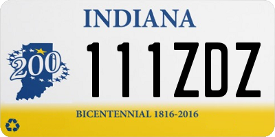 IN license plate 111ZDZ