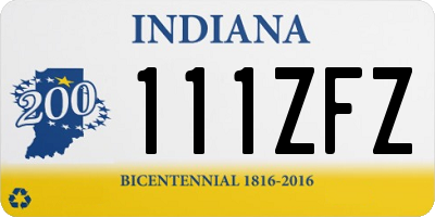 IN license plate 111ZFZ