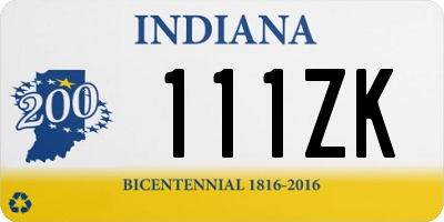 IN license plate 111ZK