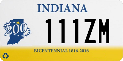 IN license plate 111ZM