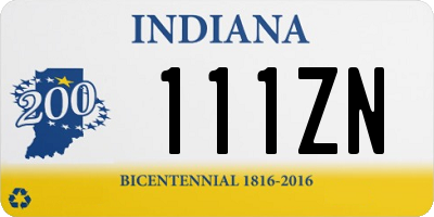IN license plate 111ZN